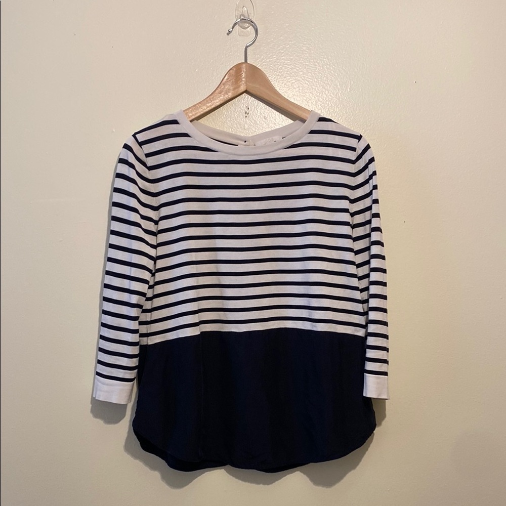 COS cotton & silk Navy and White Striped Shirt. Size S